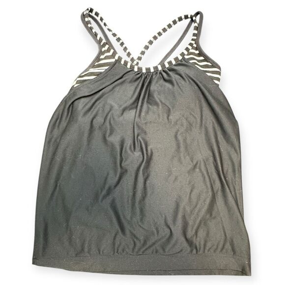 ATHLETA Women’s Black & White Stripe Hidden Agenda Tank Top Size Small - Picture 2 of 6